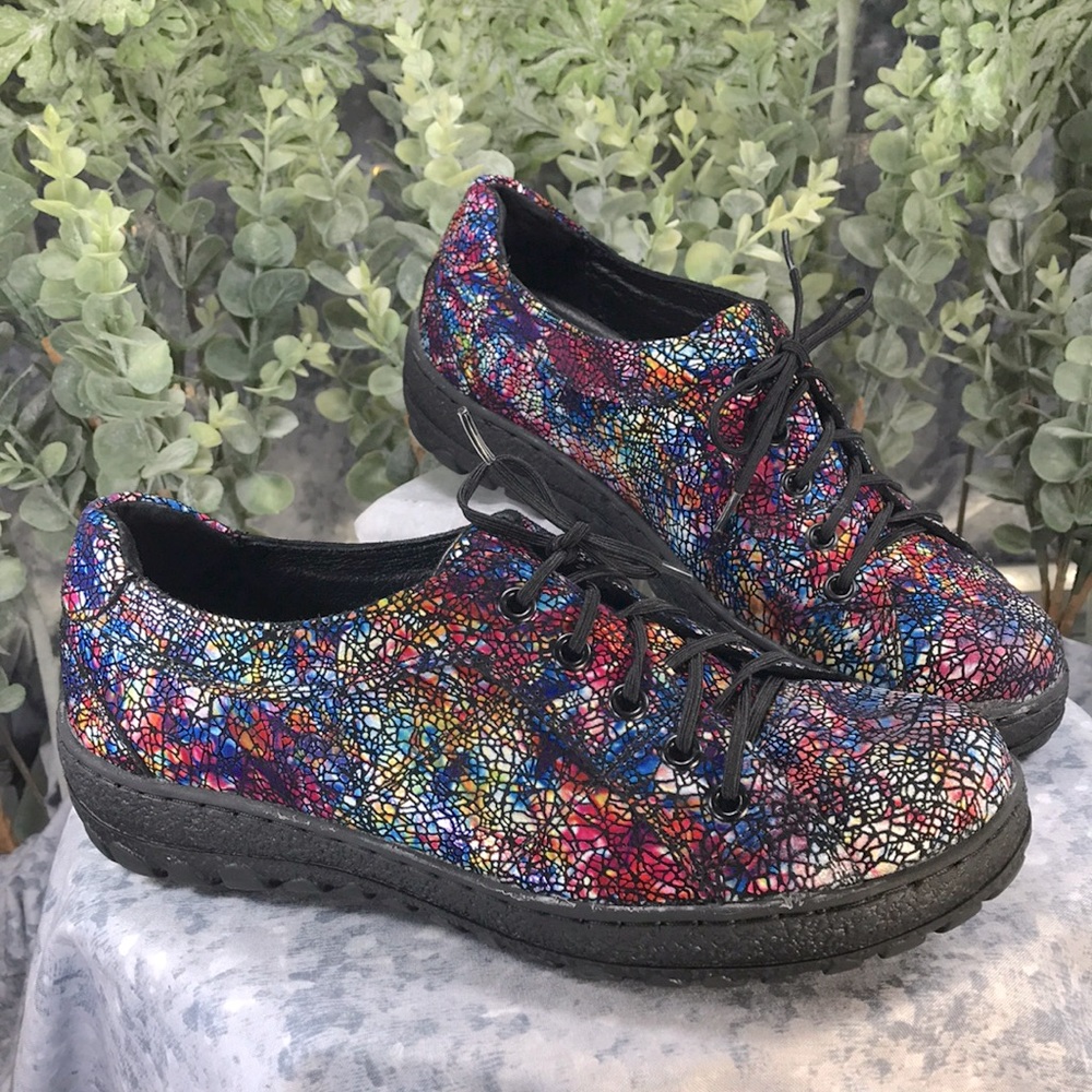V-Italia Dark Mosaic Leather Oxford Round Toe Walkers WMS 5.5/6 (EUR36)✨VGUC✨